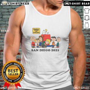 Top Peanuts Happiness Is Being One of the Gang San Diego 2025 tank top featuring iconic Peanuts characters.