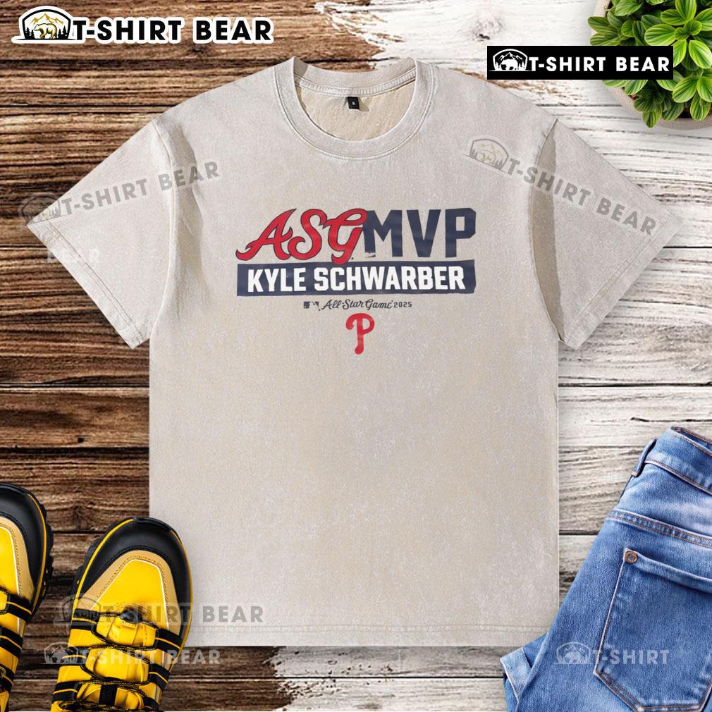 Alt Text: Kyle Schwarber in a 2025 All-Star Game washed t-shirt, showcasing Philadelphia Phillies MVP pride and style.