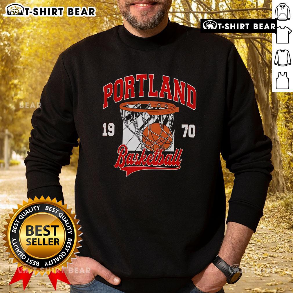Vintage 1970 Portland basketball sweatshirt featuring classic design, perfect for sports enthusiasts and collectors.