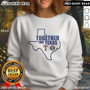 Top Pray For Texas Rangers Houston Texas logo map sweatshirt showcasing vibrant design and team spirit.
