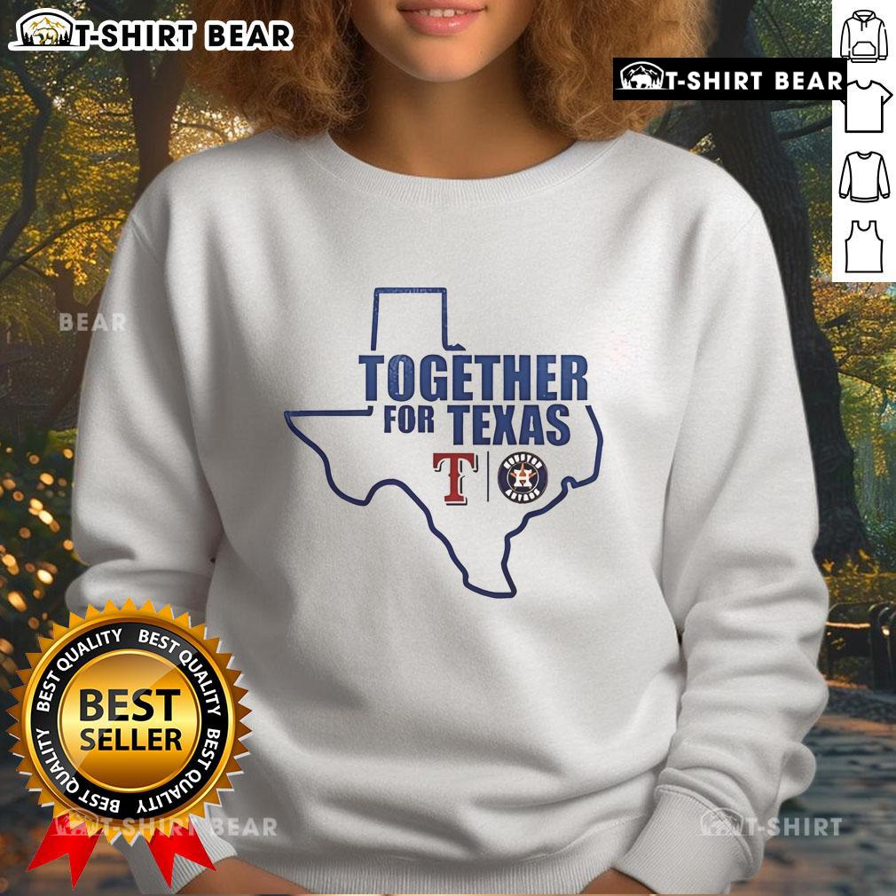 Top Pray For Texas Rangers Houston Texas logo map sweatshirt showcasing vibrant design and team spirit.