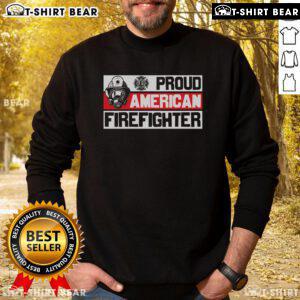 Alt Text: Proud American firefighter sweatshirt featuring bold graphics and a comfortable fit, perfect for honoring heroes.