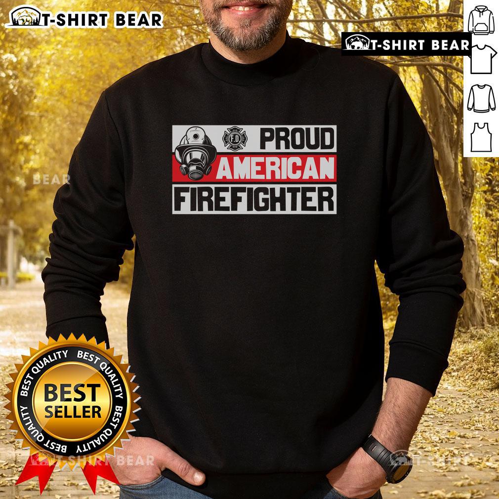 Alt Text: Proud American firefighter sweatshirt featuring bold graphics and a comfortable fit, perfect for honoring heroes.