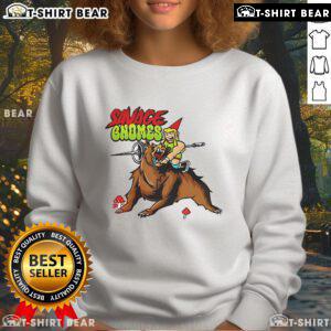 Cozy Top Savage Gnomes Sweatshirt featuring playful gnome graphics, perfect for casual wear and gnome enthusiasts.
