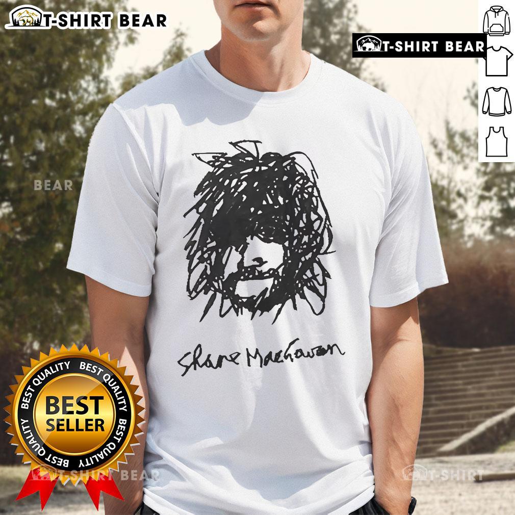 Top Shane MacGowan self-portrait t-shirt featuring vibrant artwork of the iconic musician, perfect for fans of his music.