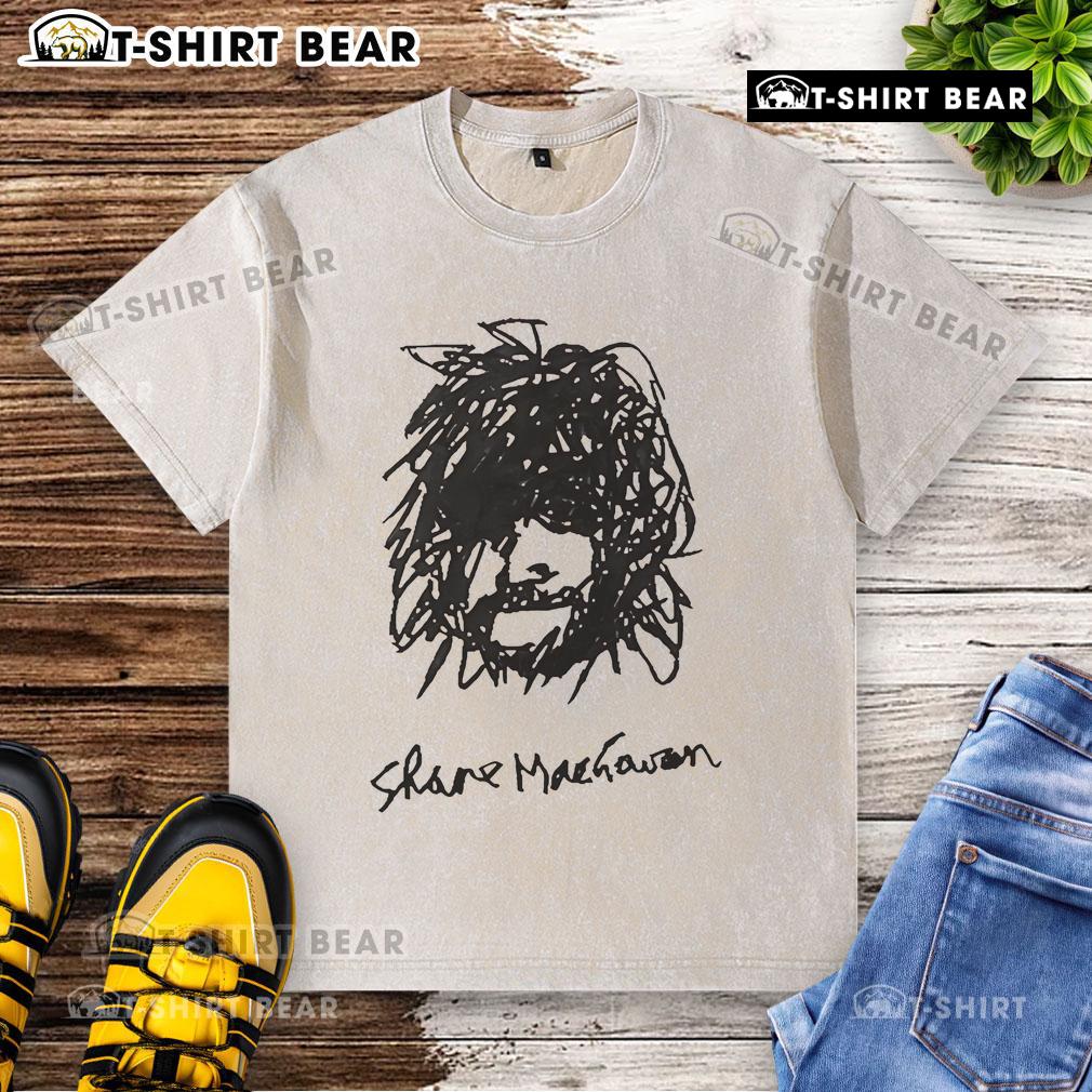 Alt Text: Self-portrait of Shane MacGowan wearing a washed t-shirt, showcasing his unique style and artistic expression.