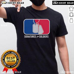 Top Signatures For Soldiers Dog Tags T-Shirt featuring unique military-themed designs and personalized dog tag graphics.
