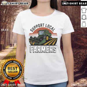 Top Support Local Farmers Tractor Ladies Tee featuring a stylish design celebrating agriculture and community support.
