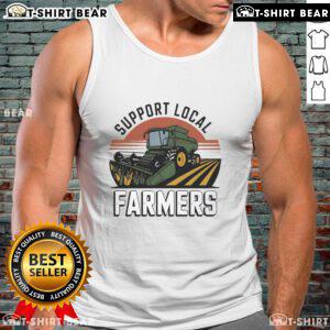 Top Support Local Farmers Tractor Tank Top featuring a vibrant tractor graphic, perfect for agriculture enthusiasts.