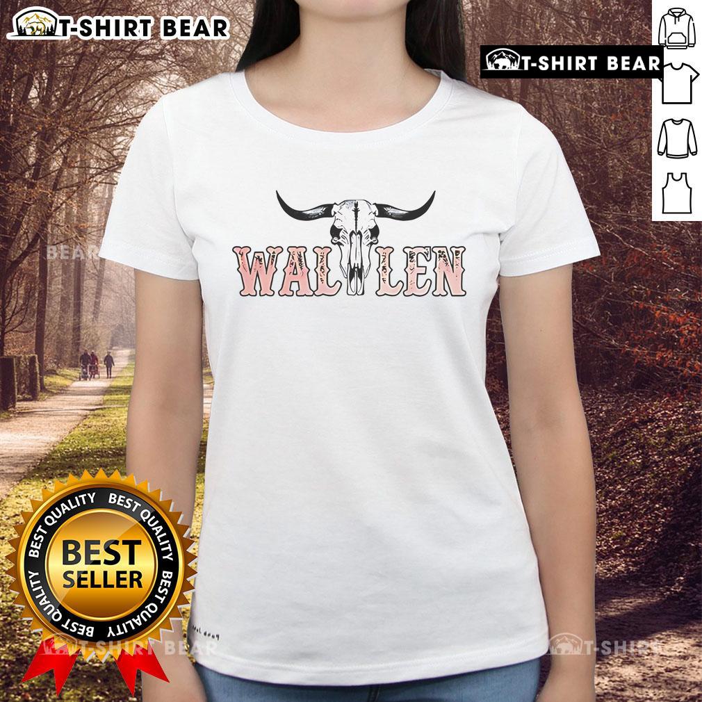 Alt Text: Stylish Top Wallen Morgan Country Music Cowgirl Logo Ladies Tee perfect for fans of country music and fashion.