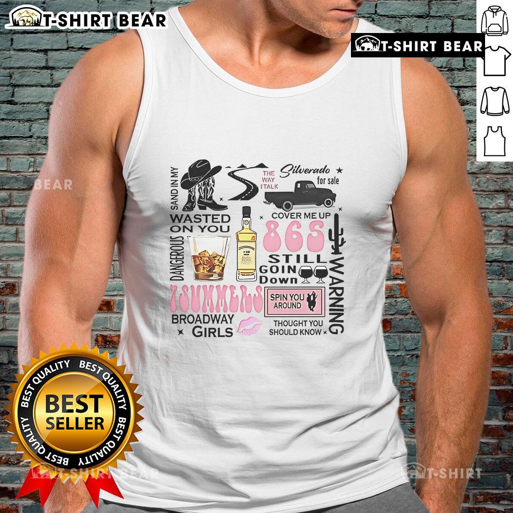 Top Wallen Western Luke Combs tank top featuring 'Wasted On You' design for country music fans.