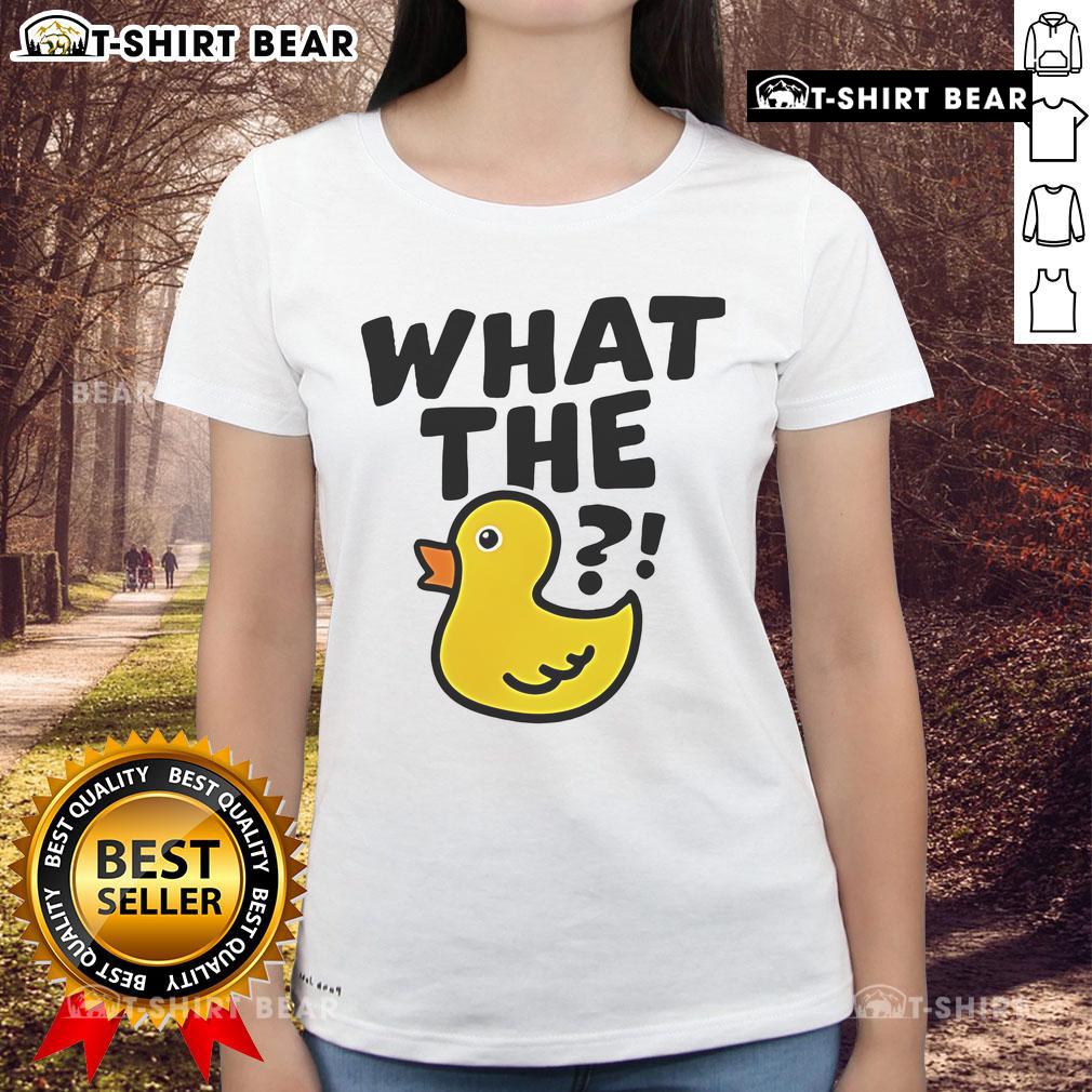 Top What The Duck Meme Ladies Tee featuring a fun graphic design perfect for casual wear and meme enthusiasts.