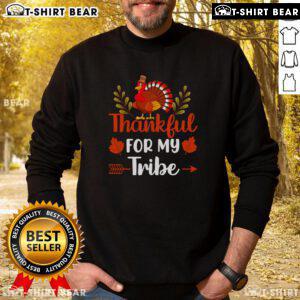 Alt Text: Awesome Thankful For My Tribe Thanksgiving Turkey Sweatshirt featuring a festive turkey graphic and cozy design.