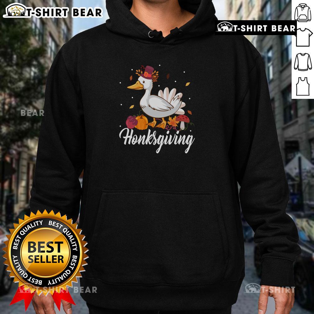 Adorable Cute Honksgiving hoodie featuring a funny goose design, perfect for Thanksgiving celebrations and cozy wear.