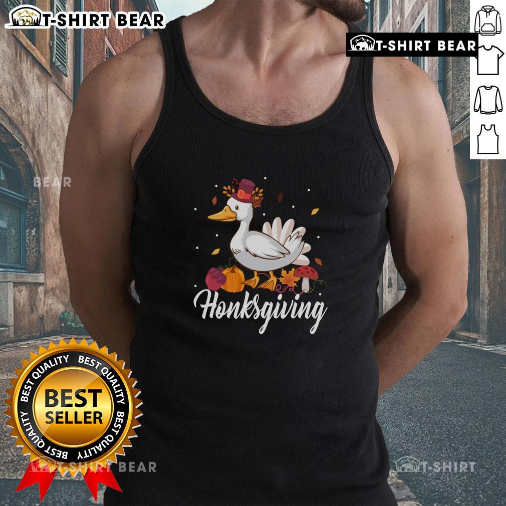 Alt Text: Cute Honksgiving funny goose Thanksgiving tank top featuring a playful design perfect for holiday festivities.