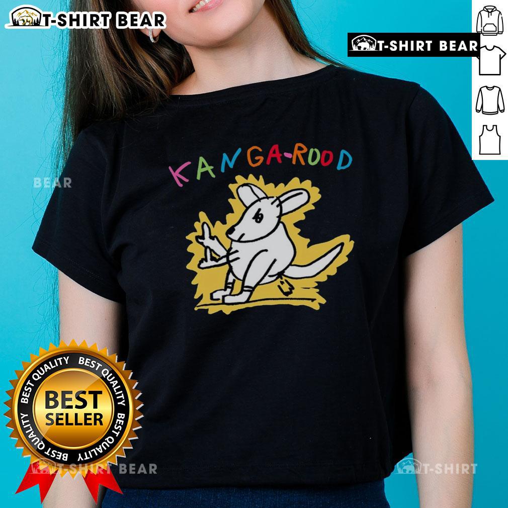 Cute Kanga Rood ladies tee featuring a vibrant kangaroo graphic on soft fabric, perfect for casual outings.