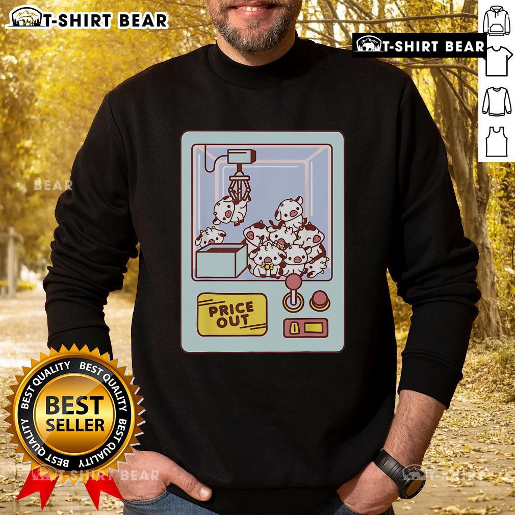 Alt Text: Cute kawaii cow claw machine price out sweatshirt featuring a playful design and vibrant colors perfect for cozy wear.