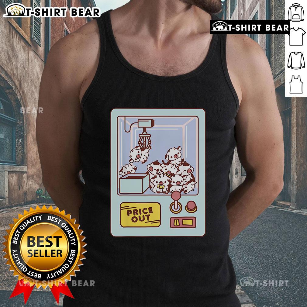 Alt Text: Cute Kawaii Cow Claw Machine Price Out Tank Top featuring adorable cow design in vibrant colors.