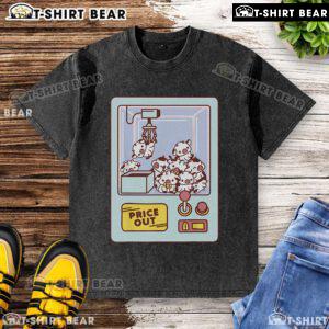 Cute Kawaii Cow Claw Machine Price Out Washed T-Shirt featuring a playful cow graphic and soft fabric design.