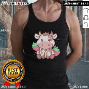 Cute Kawaii Strawberry Cow Tank Top featuring a playful design, perfect for casual summer outfits.