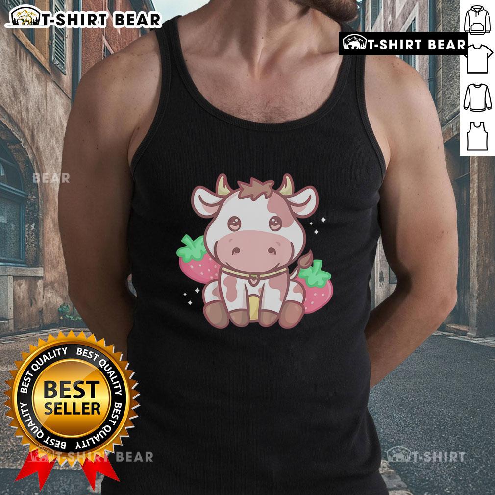 Cute Kawaii Strawberry Cow Tank Top featuring a playful design, perfect for casual summer outfits.