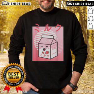 Cute kawaii strawberry milk sweatshirt featuring a vibrant design, perfect for Japanese aesthetic fashion lovers.
