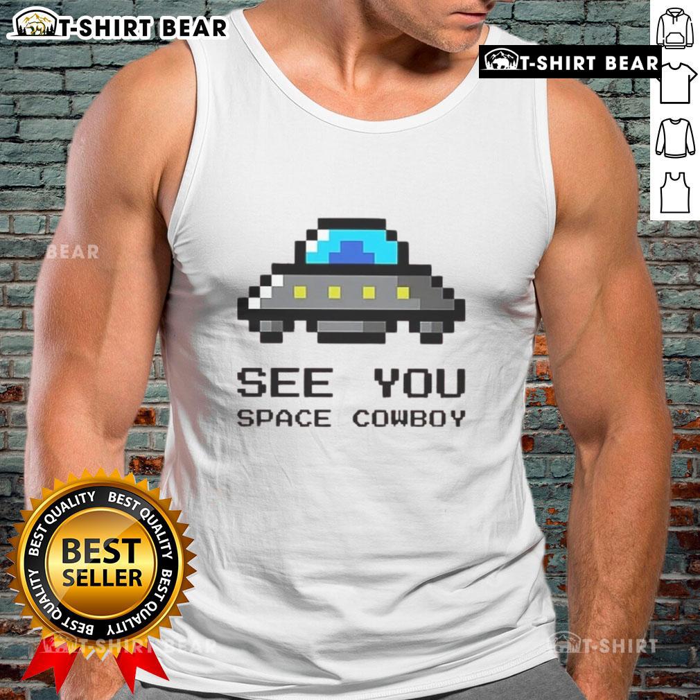 Funny See You Space Cowboy UFO Tank Top featuring a quirky alien design and vibrant colors for casual wear.