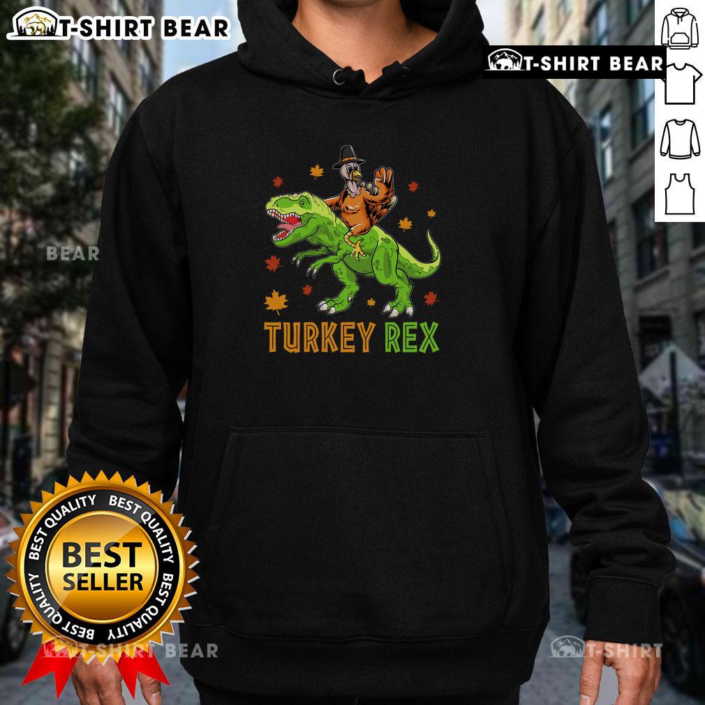 Funny Turkey Rex Thanksgiving Hoodie featuring a playful dinosaur design perfect for holiday celebrations.