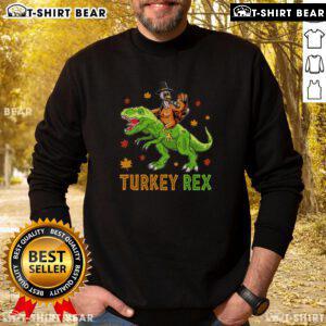 Funny Turkey Rex Thanksgiving sweatshirt featuring a dinosaur in a festive design, perfect for holiday celebrations.