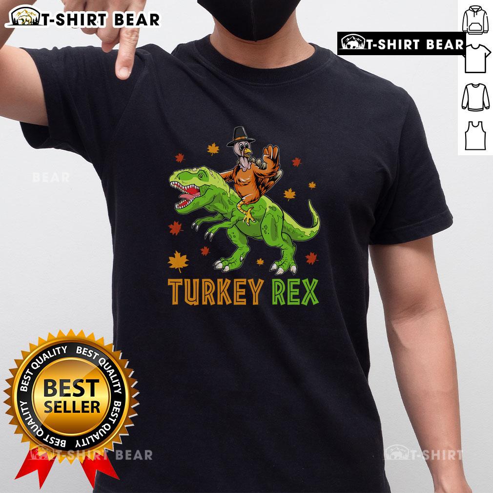 Funny Turkey Rex Thanksgiving T-Shirt featuring a humorous dinosaur design perfect for festive celebrations.