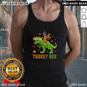 Funny Turkey Rex Thanksgiving tank top featuring a whimsical dinosaur design perfect for festive celebrations.