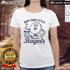 Alt Text: Good New York Style US Open Bagel Ladies Tee featuring a stylish design perfect for tennis fans and bagel lovers.