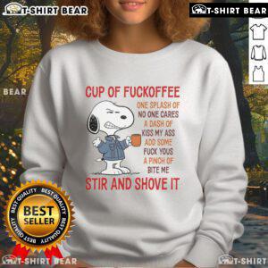 Good Snoopy Cup of Fuckoffee sweatshirt featuring playful text design, perfect for coffee lovers with a sense of humor.
