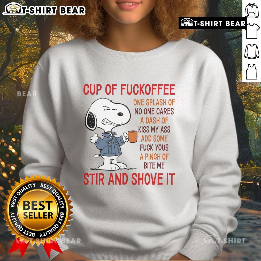 Good Snoopy Cup of Fuckoffee sweatshirt featuring playful text design, perfect for coffee lovers with a sense of humor.