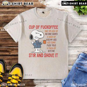Alt Text: Good Snoopy Cup of Fuckoffee T-Shirt featuring a humorous design with playful text and vibrant colors.