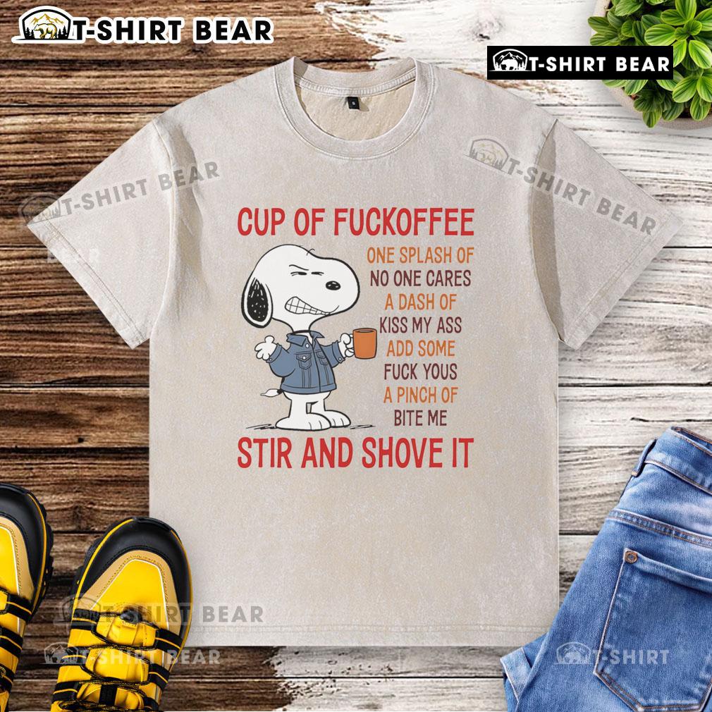 Alt Text: Good Snoopy Cup of Fuckoffee T-Shirt featuring a humorous design with playful text and vibrant colors.
