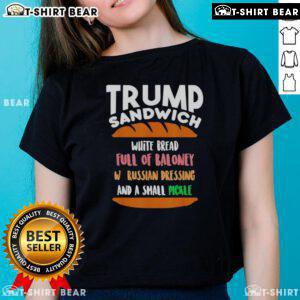Good Trump Sandwich Free DC Anti-Trump Sarcastic Ladies Tee featuring bold text and playful design for humor and style.