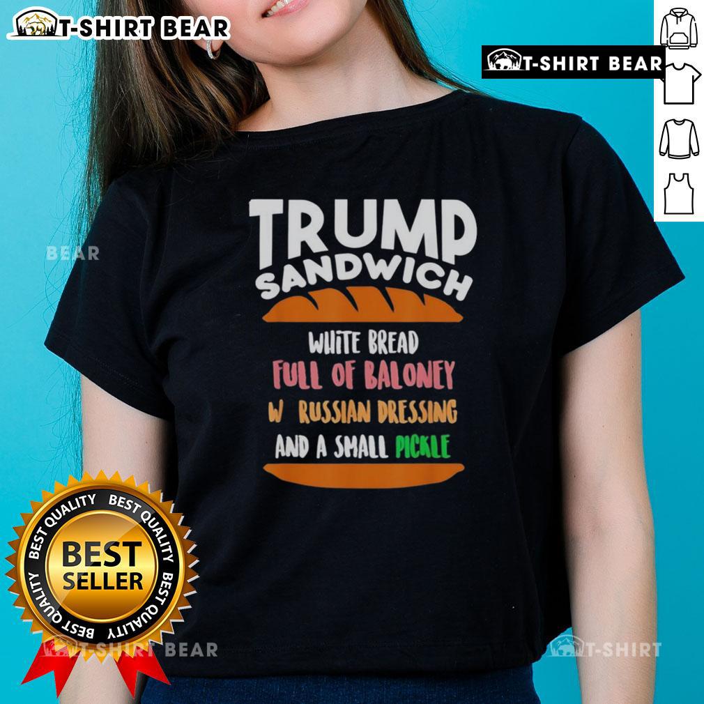 Good Trump Sandwich Free DC Anti-Trump Sarcastic Ladies Tee featuring bold text and playful design for humor and style.