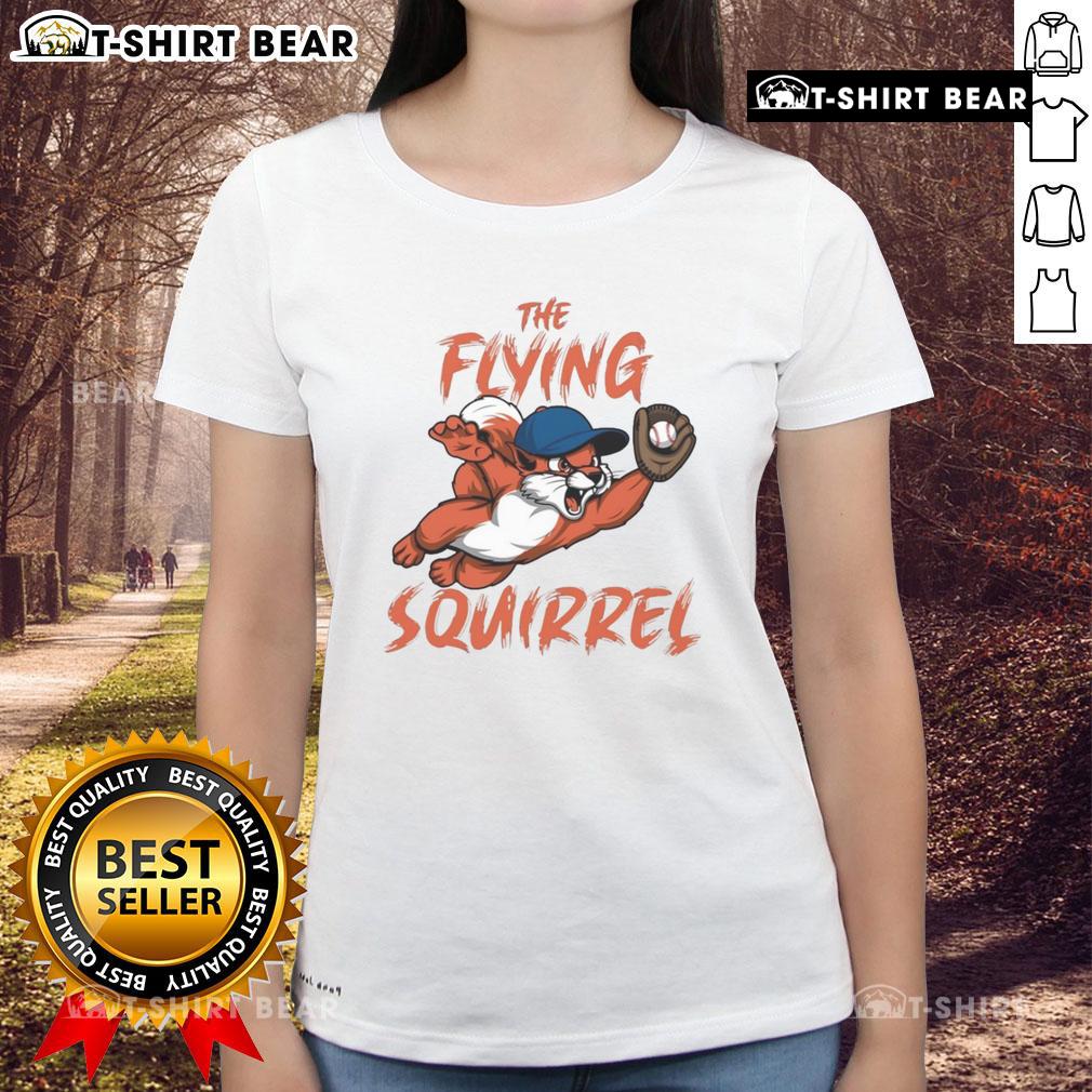 Alt Text: Hot The Flying Squirrel Jeff McNeil New York Mets ladies tee featuring vibrant design and team colors.
