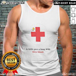 Nice American Red Cross Woodstock 'A Little Goes A Long Way' Give Blood tank top featuring a bold design and charity message.