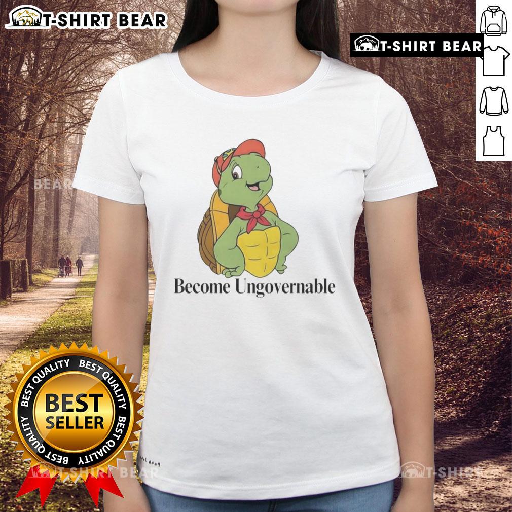 Nice Become Ungovernable Turtle Ladies Tee featuring a playful turtle graphic and stylish design for women.