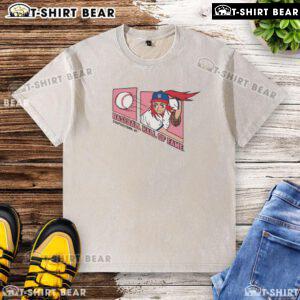 Alt Text: Nice Champion Baseball Hall of Fame manga girl graphic on an Oxford washed t-shirt, perfect for sports fans.