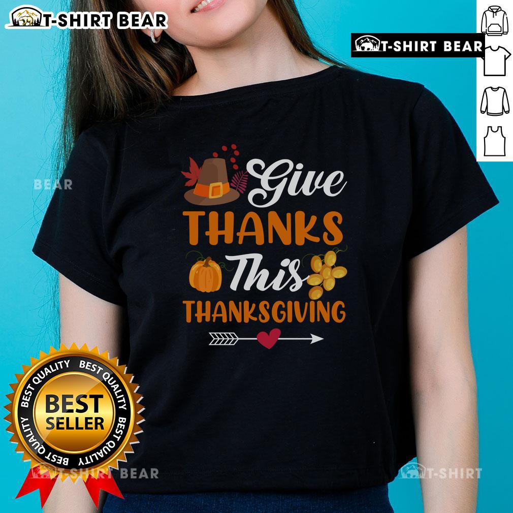 Nice Give Thanks This Thanksgiving Pumpkin Harvest Ladies Tee featuring a festive design perfect for holiday celebrations.