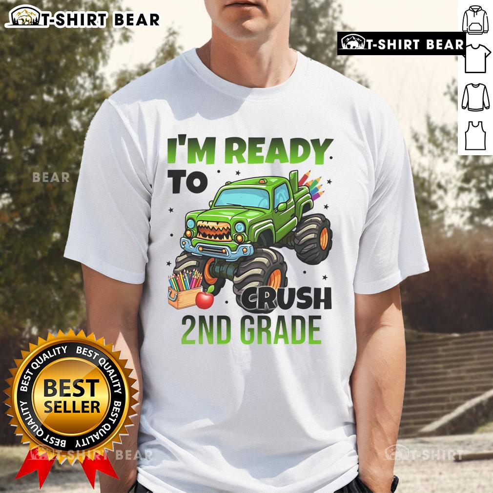 Alt Text: Nice I'm Ready to Crush 2nd Grade Monster Truck T-Shirt for kids featuring a vibrant monster truck design.