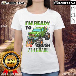 7th Grade Monster Truck Ladies Tee featuring a bold design, perfect for girls ready to show their strength and style.