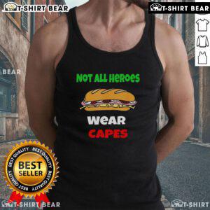 Nice Not All Heroes Wear Capes tank top featuring a fun DC Sub Sandwich graphic design for casual wear.