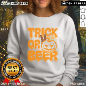 Nice Trick or Beer Halloween sweatshirt featuring festive graphics perfect for Halloween celebrations and gatherings.