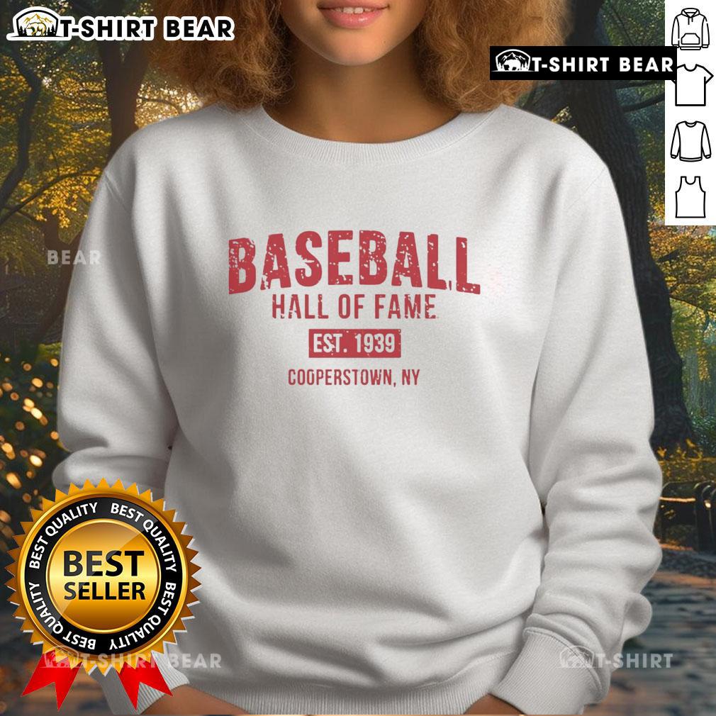 Cozy Official Baseball Hall of Fame sweatshirt, Est. 1939, showcasing Cooperstown NY pride and baseball heritage.
