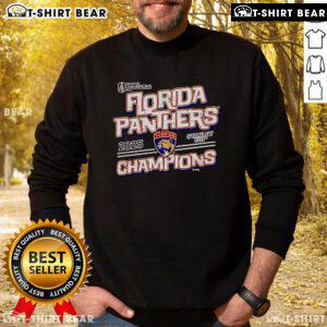 Official Florida Panthers 2025 Stanley Cup Champions sweatshirt featuring team logo and vibrant colors.