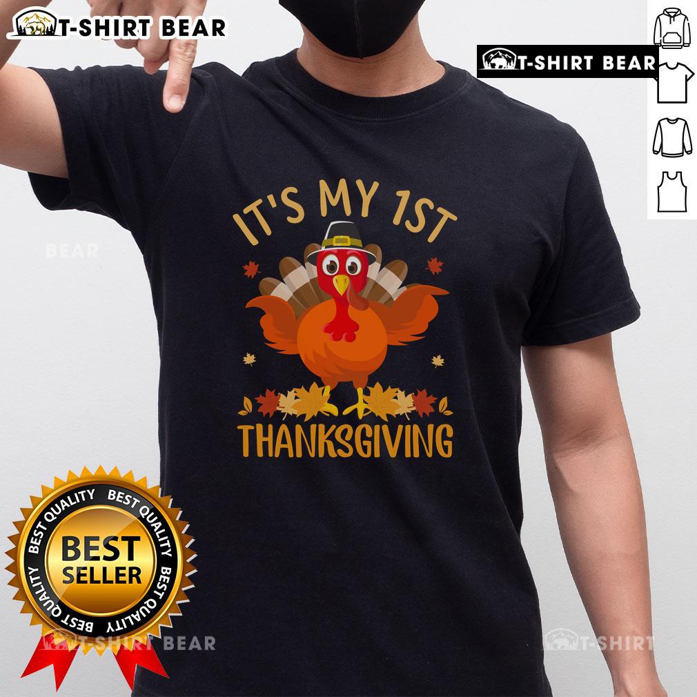 Alt Text: Official It's My 1st Thanksgiving Turkey T-Shirt featuring a cute turkey design, perfect for baby's first holiday celebration.